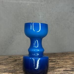 Vintage ASEDA Sweden Bo Borgstrom Cobalt Blue MCM Art Glass Vase